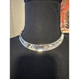 WHBM Silver Tone 14" Long Choker Collar Bib Statement Necklace NEW